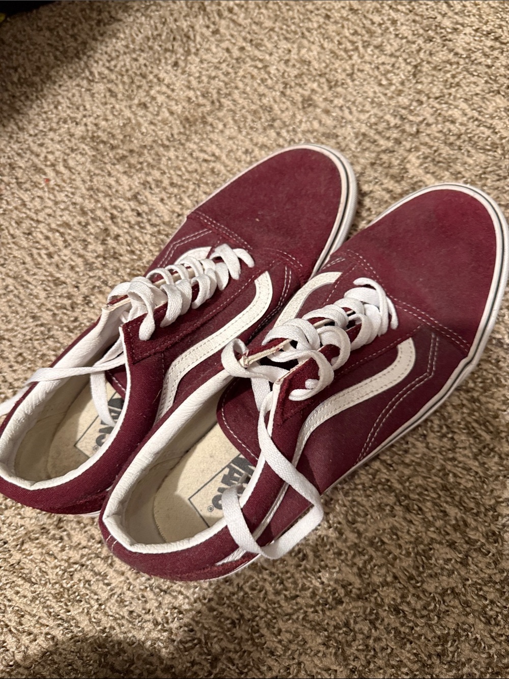 Vans Old Skool Sneakers in Burgundy with White Stripe